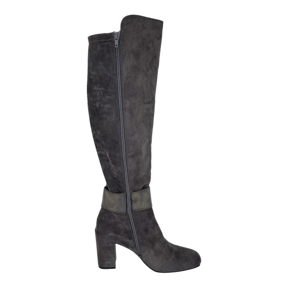 White Mountain Katrina Grey Microsuede Fabric Knee High Womens Boots Size 10M - Picture 3 of 10